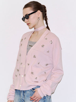 BIJOU CHOKER VNECK CARDIGAN