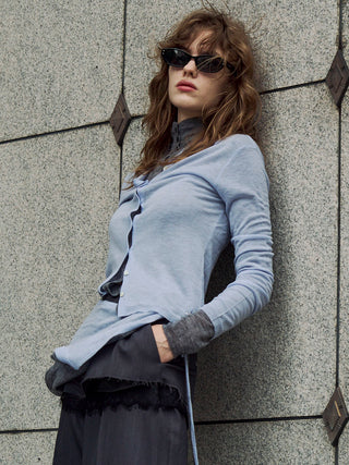 HIGH NECK KNIT CARDIGAN