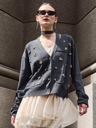 BIJOU CHOKER VNECK CARDIGAN
