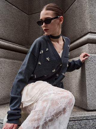 BIJOU CHOKER VNECK CARDIGAN