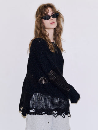 BOUCLE MOHAIR CRASH KNIT
