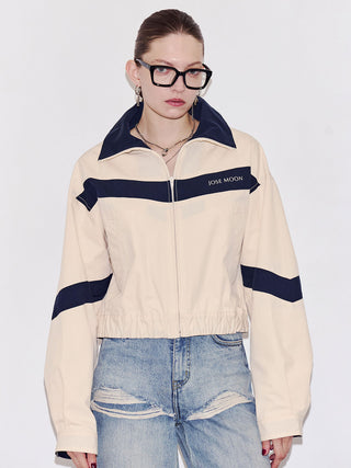 CROPPED BI COLOR TRACK JACKET