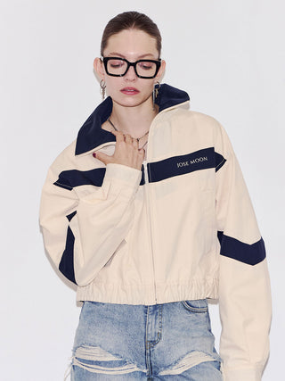 CROPPED BI COLOR TRACK JACKET