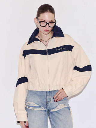 CROPPED BI COLOR TRACK JACKET