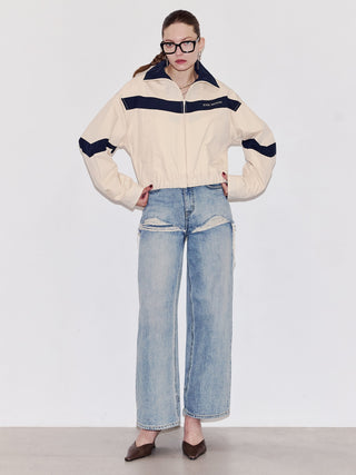 CROPPED BI COLOR TRACK JACKET