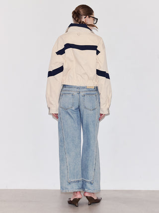 CROPPED BI COLOR TRACK JACKET