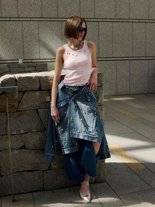 WIDE LEG SLIT DENIM