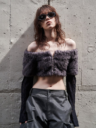 FUR OFFSHOULDER TOPS