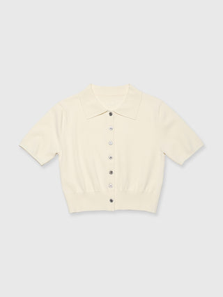 CROP POLO KNIT CARDIGAN