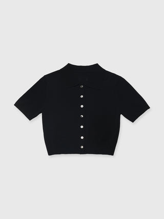 CROP POLO KNIT CARDIGAN