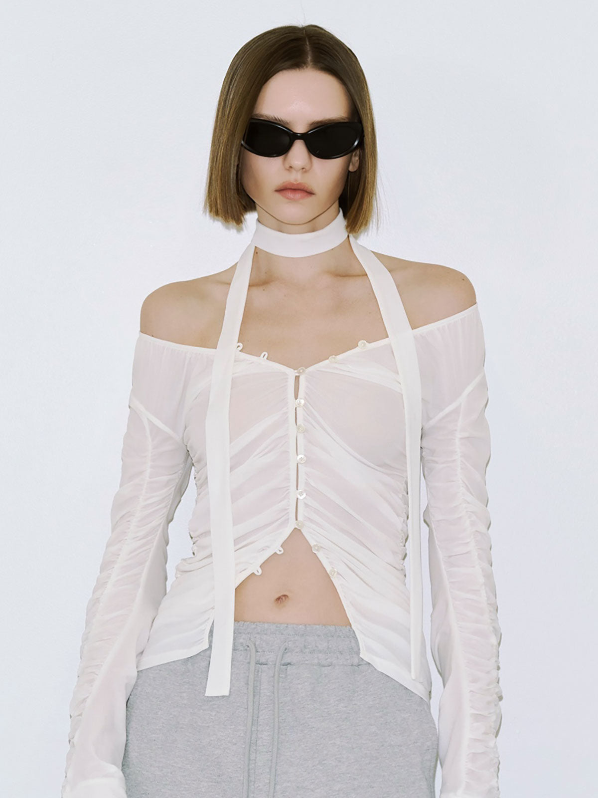 SPLIT GATHERS CHOKER TOPS – JOSEMOON