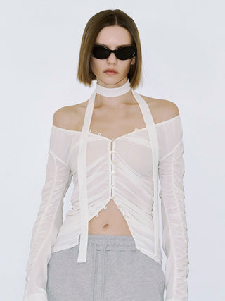 SPLIT GATHERS CHOKER TOPS