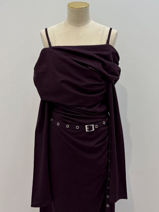 OFF-SHOULDER DRAPE JERSEY DRESS