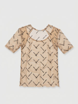 MONOGRAM SHEER 2WAY HALF SLEEVE TOPS