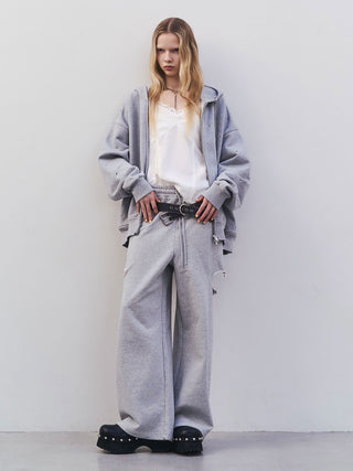 SLIT SWEAT PANTS with PEARL