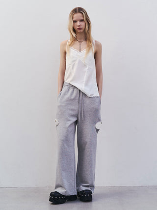 SLIT SWEAT PANTS with PEARL