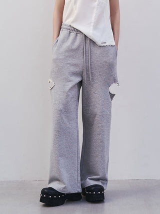 SLIT SWEAT PANTS with PEARL