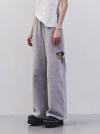 SLIT SWEAT PANTS with PEARL