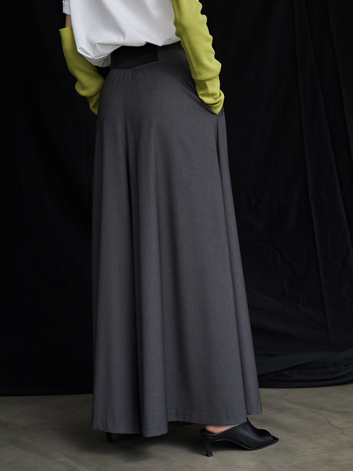 WIDELEG HIGH WAIST PANTS(36 CHARCOAL GREY): BOTTOMSjosemoon