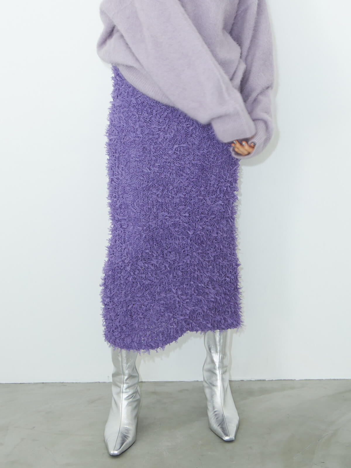 TULLE SHAGGY KNIT SKIRT(F IVORY): BOTTOMSjosemoon