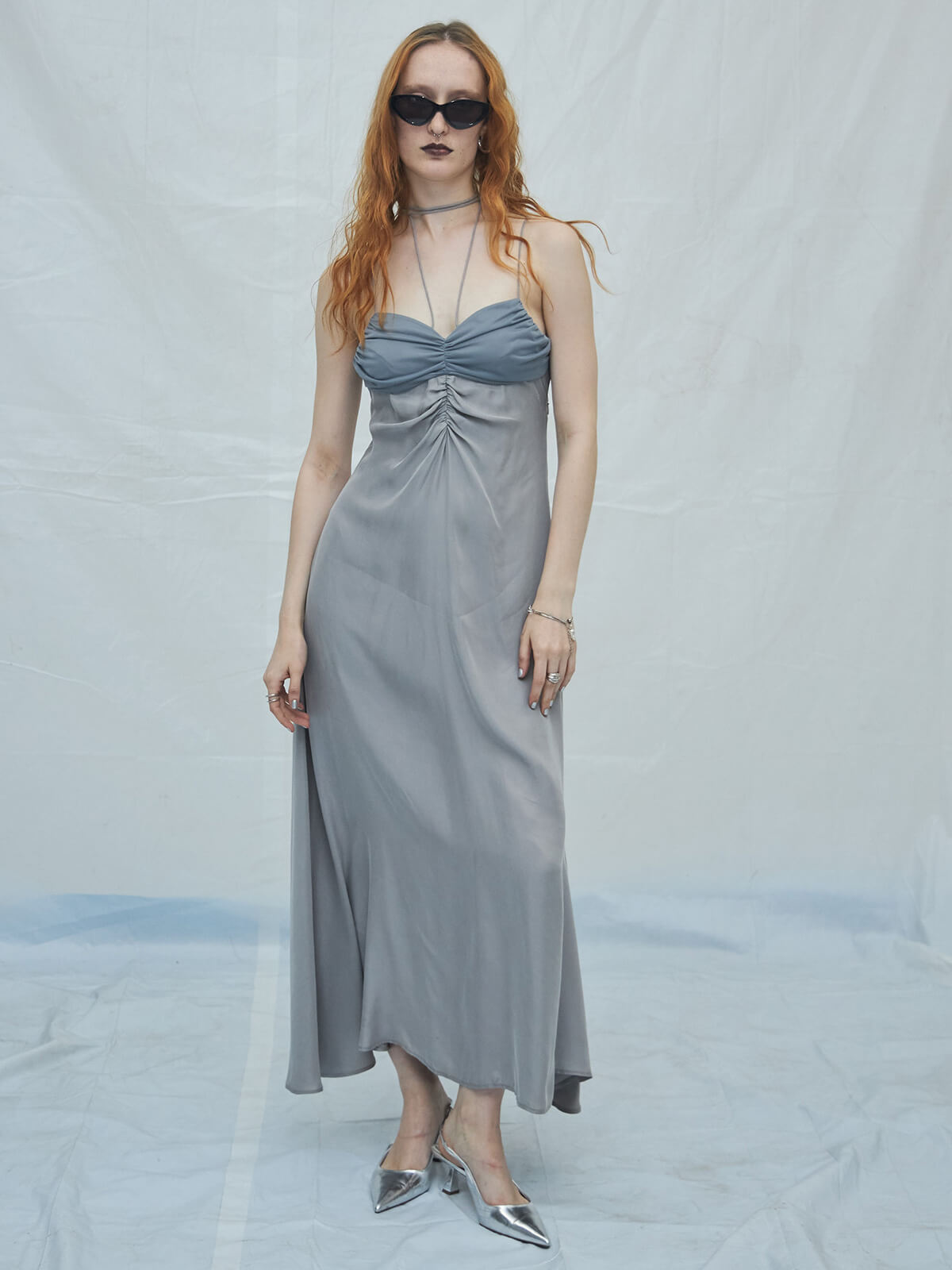 CUPLA BACK OPEN DRESS(36 GREY): DRESSjosemoon