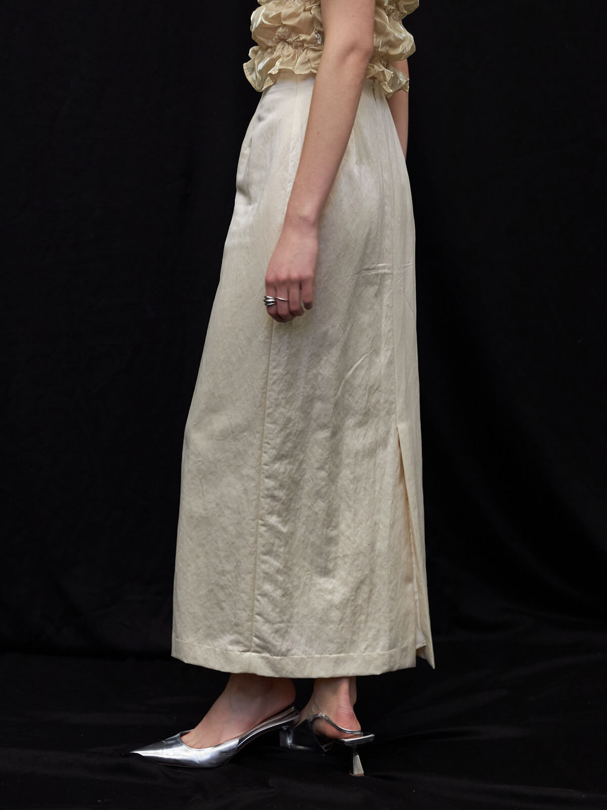 SIMPLE SATIN SKIRT(36 IVORY): BOTTOMSjosemoon