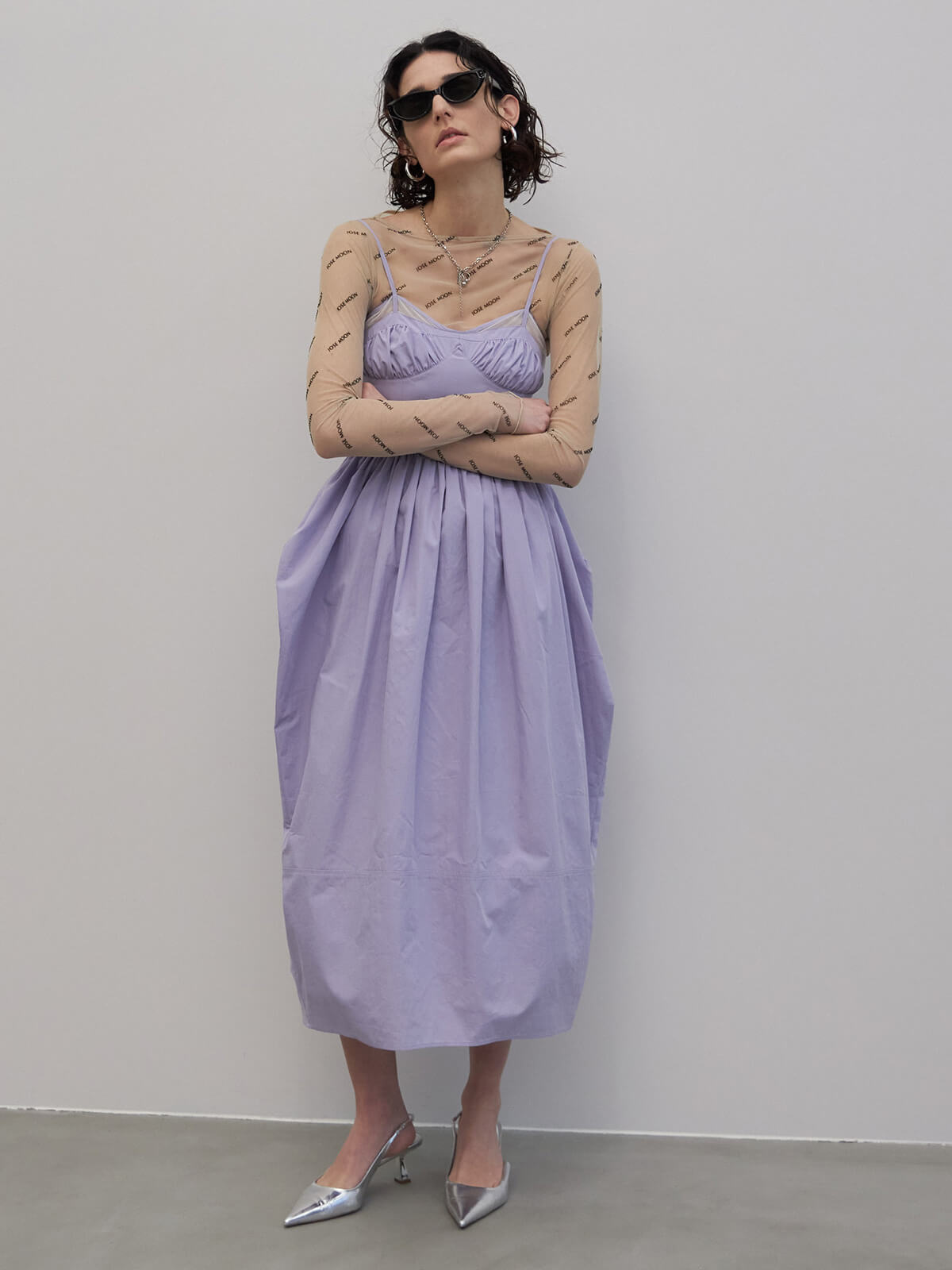 DRAPE BALLOON CAMI DRESS(36 WHITE): DRESSjosemoon