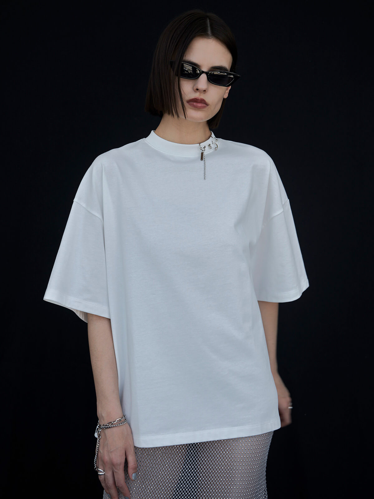 PIERCE OVERSIZED T-SHIRT(F WHITE): TOPSjosemoon