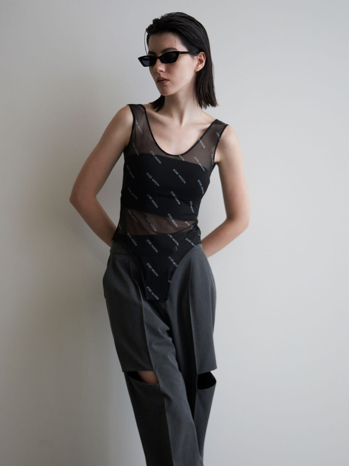トップス josemoon SHEER BODY SUITS SHEER BODY SUITS(F BLACK): TOPSjosemoon
