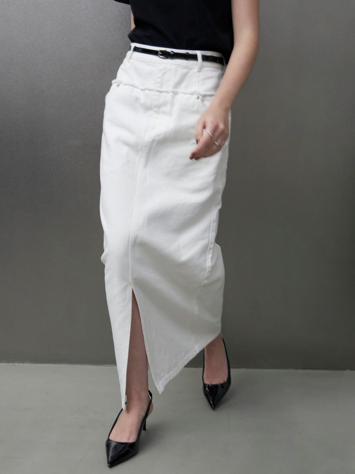 DENIM LONG SKIRT(36 WHITE): BOTTOMSjosemoon