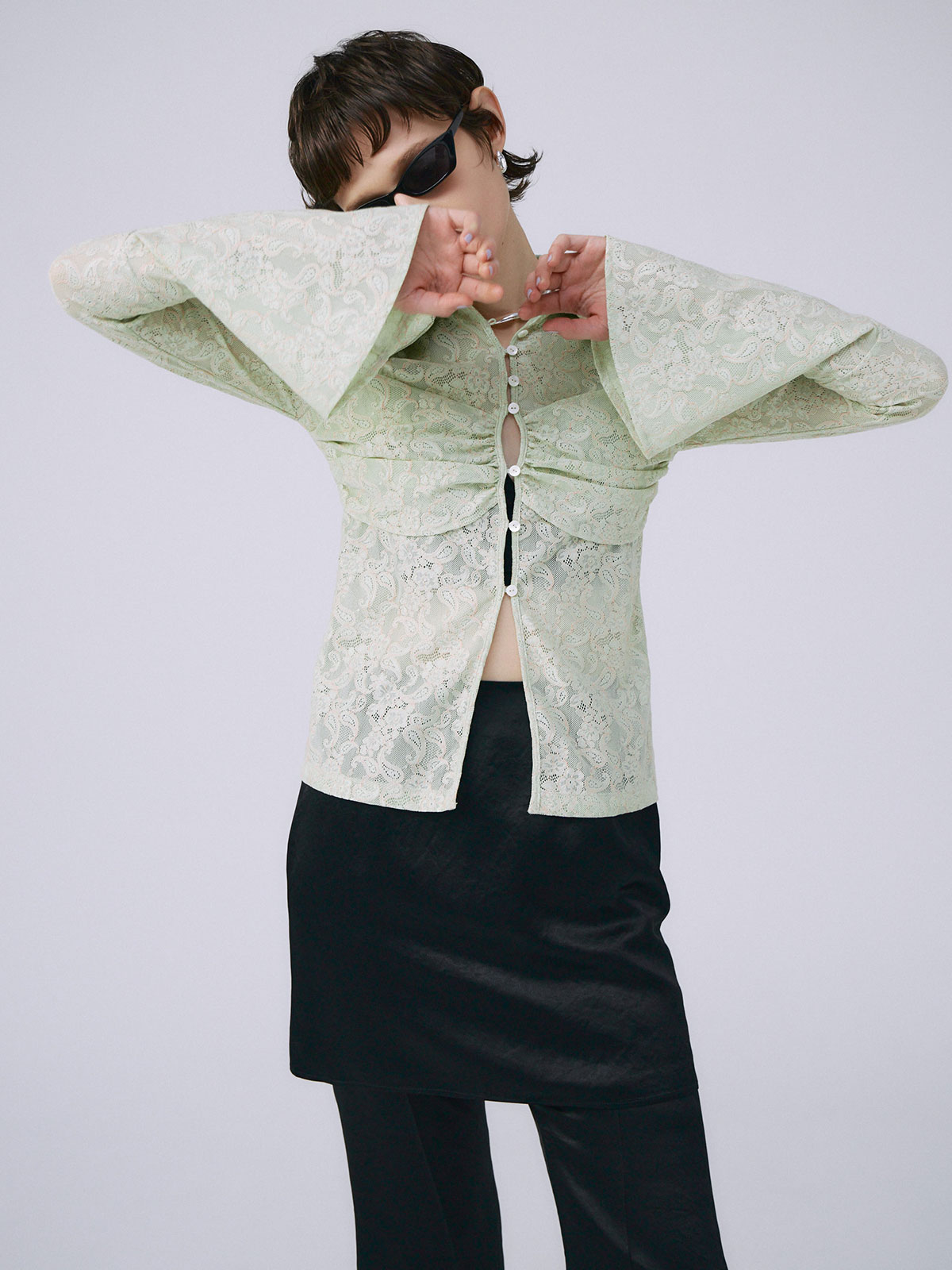 FLOW LACE SHIRT(F WHITE): TOPSjosemoon