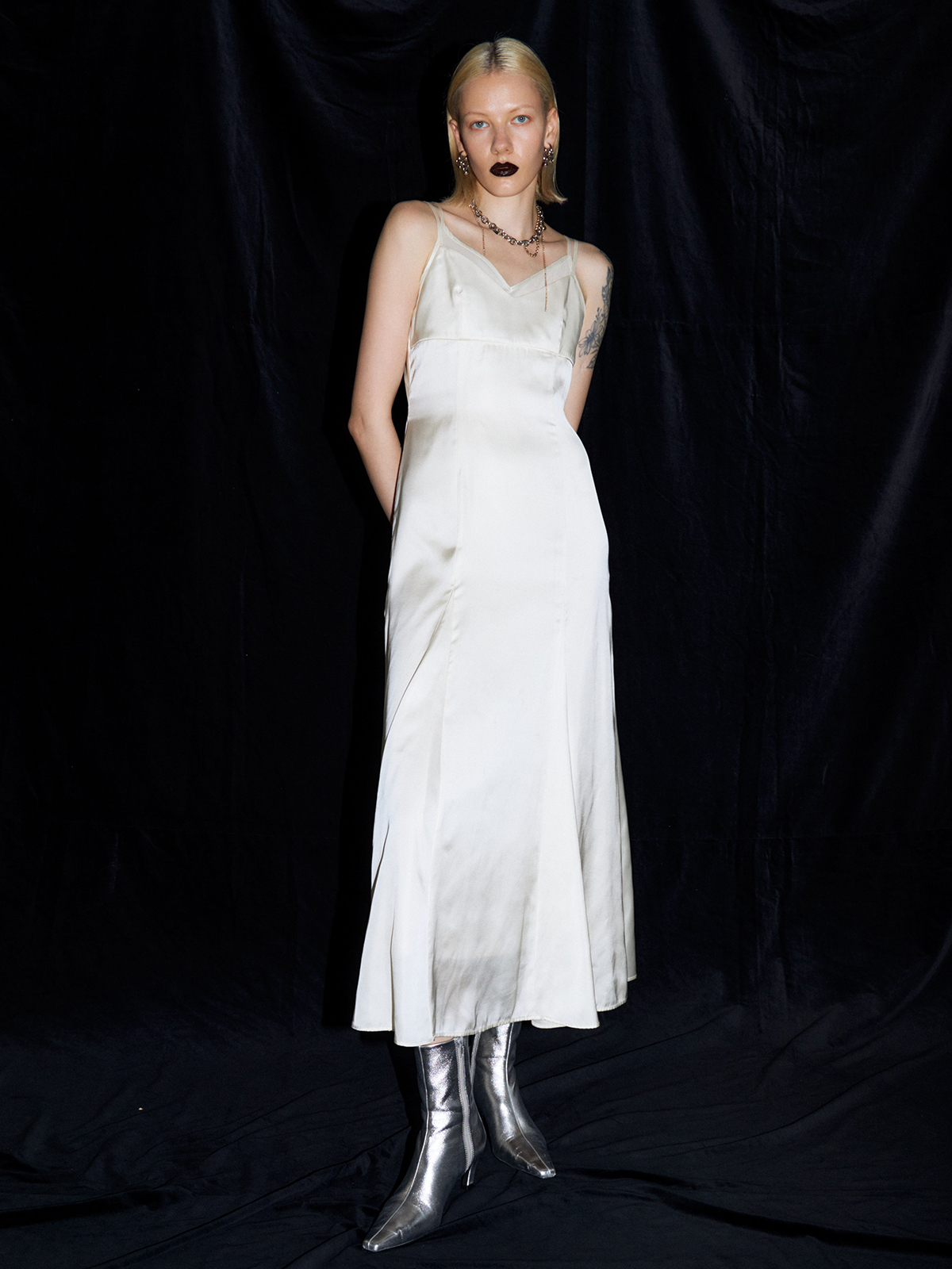 値下】JOSEMOON SHEER COMBI SATIN DRESS | www.innoveering.net