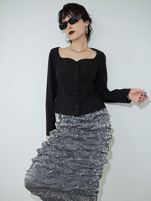 JOSEMOON  DROP RUFFLE BLOUSE