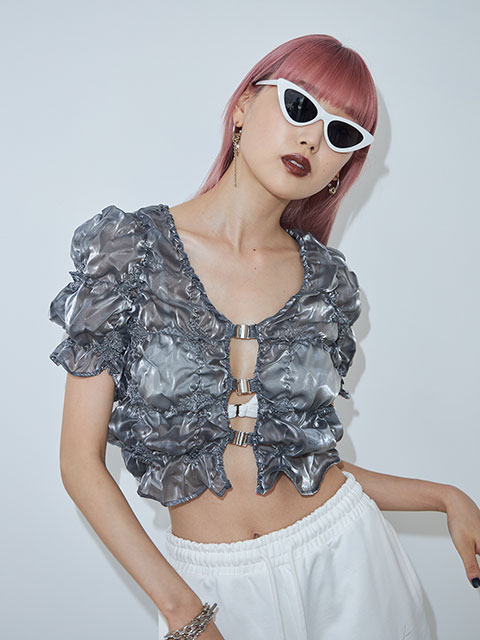 JOSEMOON  DROP RUFFLE BLOUSE