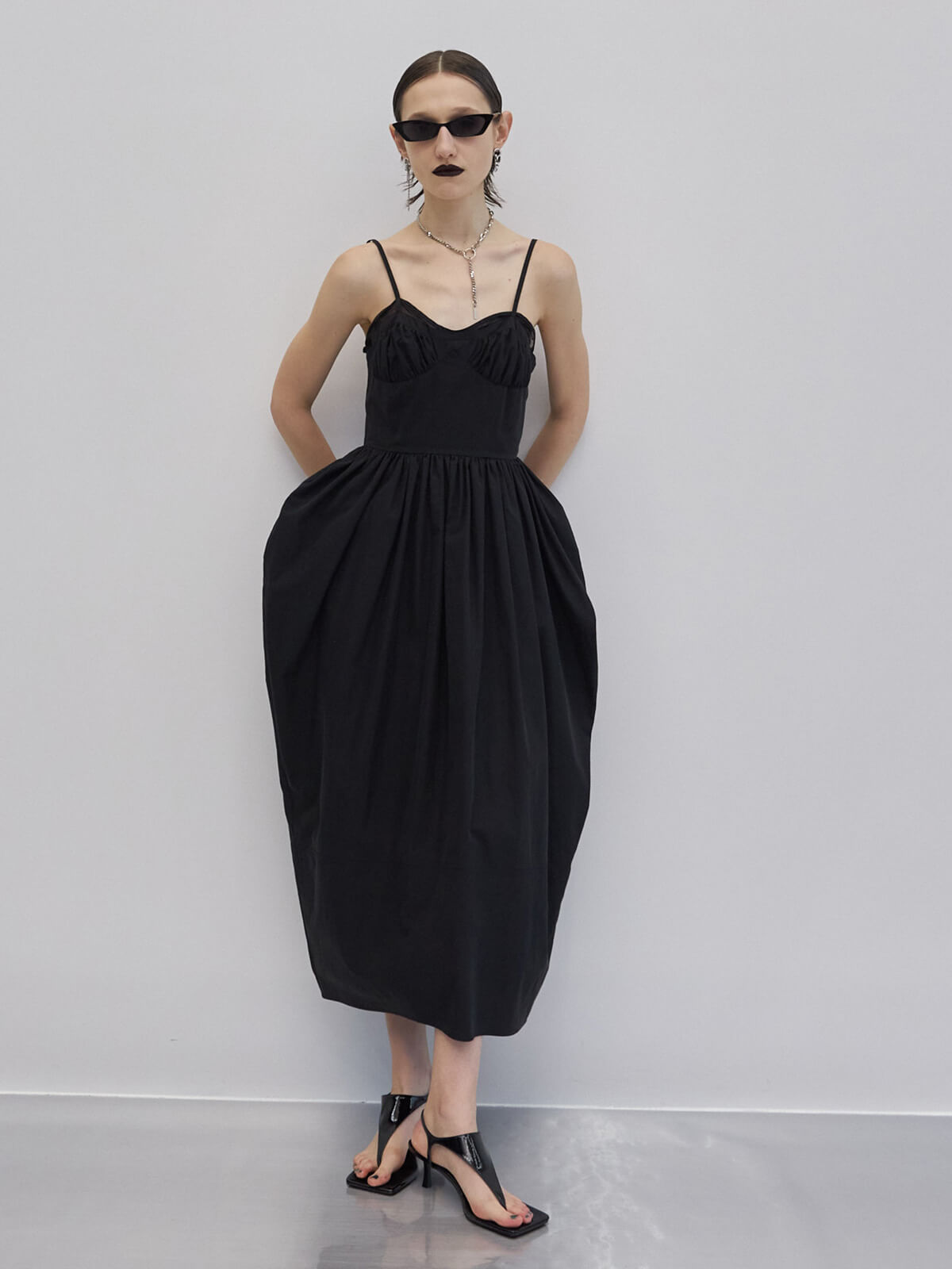 DRAPE BALLOON CAMI DRESS