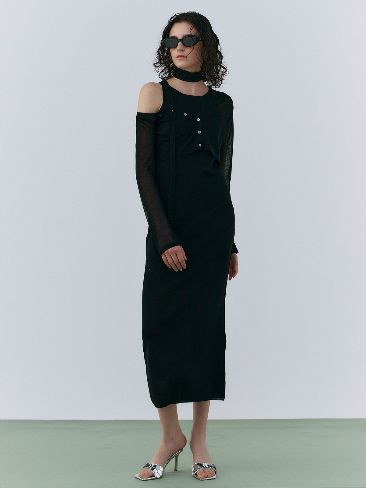 OFFSHOULDER 2WAY NARROW KNITDRESS