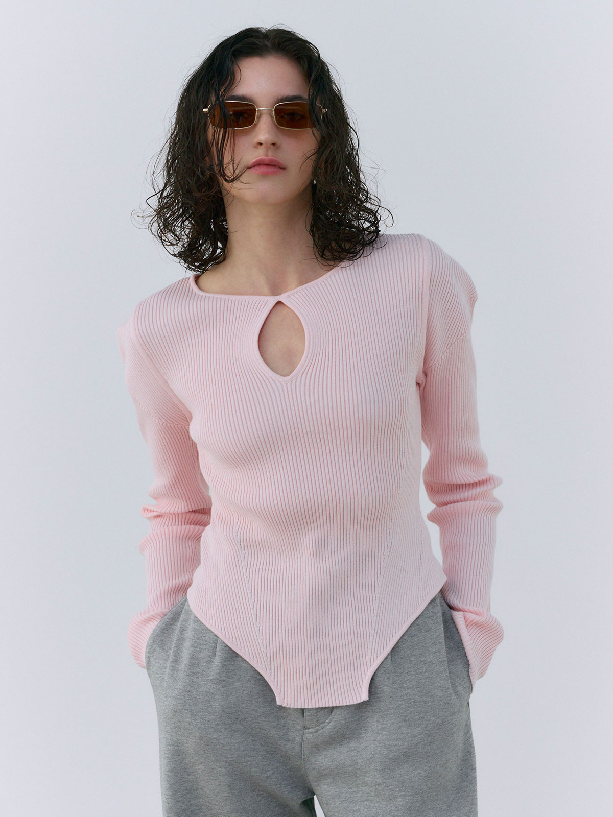 2WAY NECK RIB KNIT