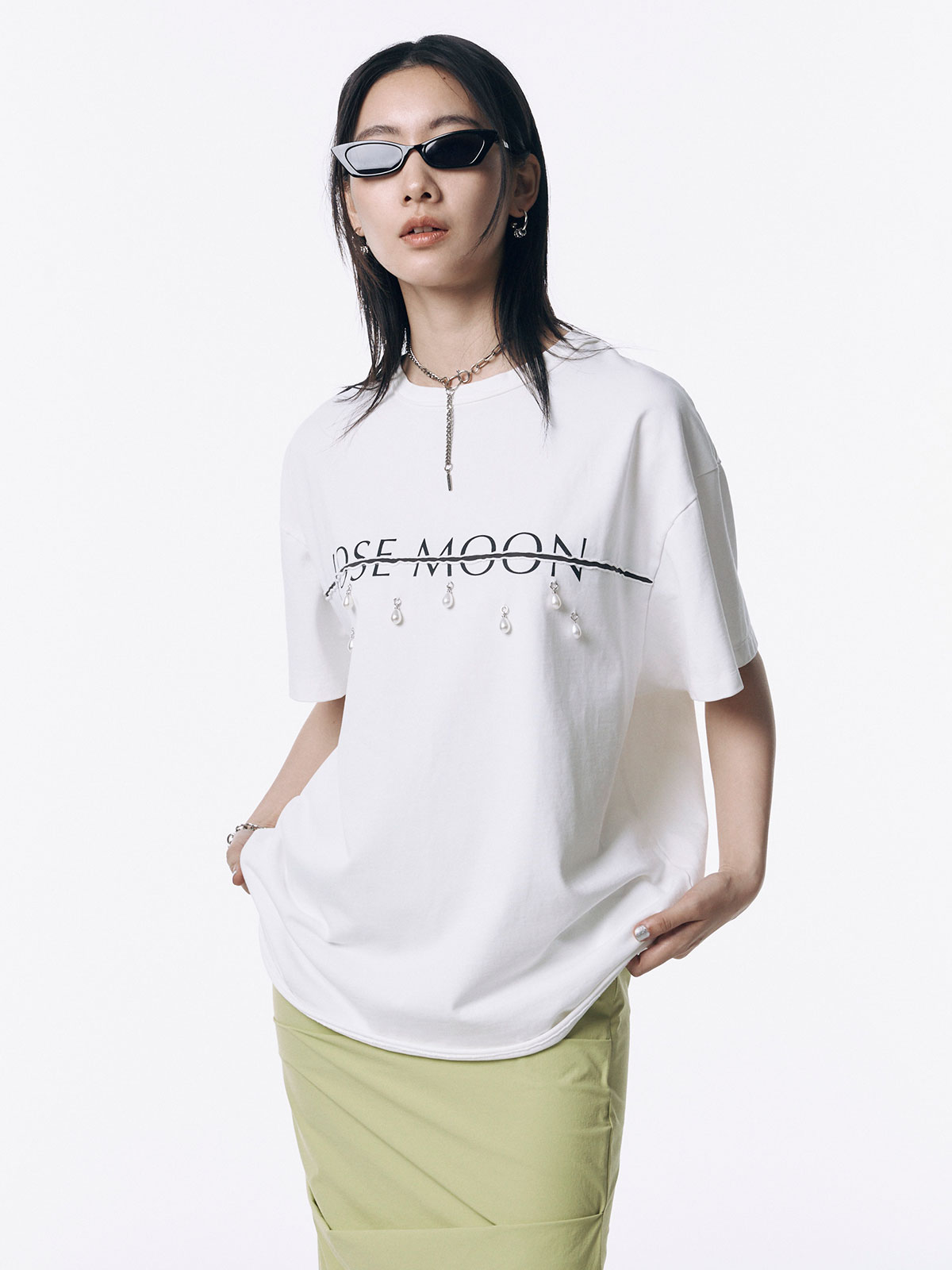 JOSEMOON LOGO OVERT-SHIRT with PEARL