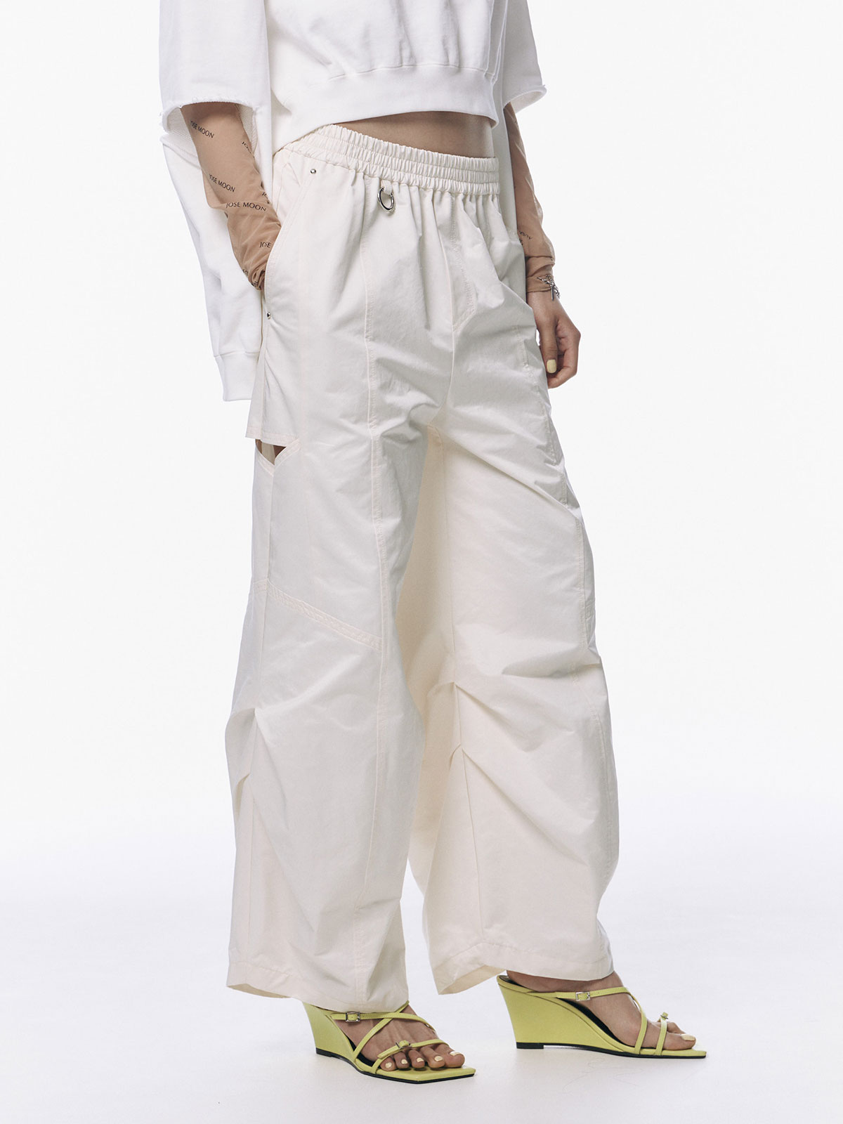 SIDE TUCK TAFFETA PANTS