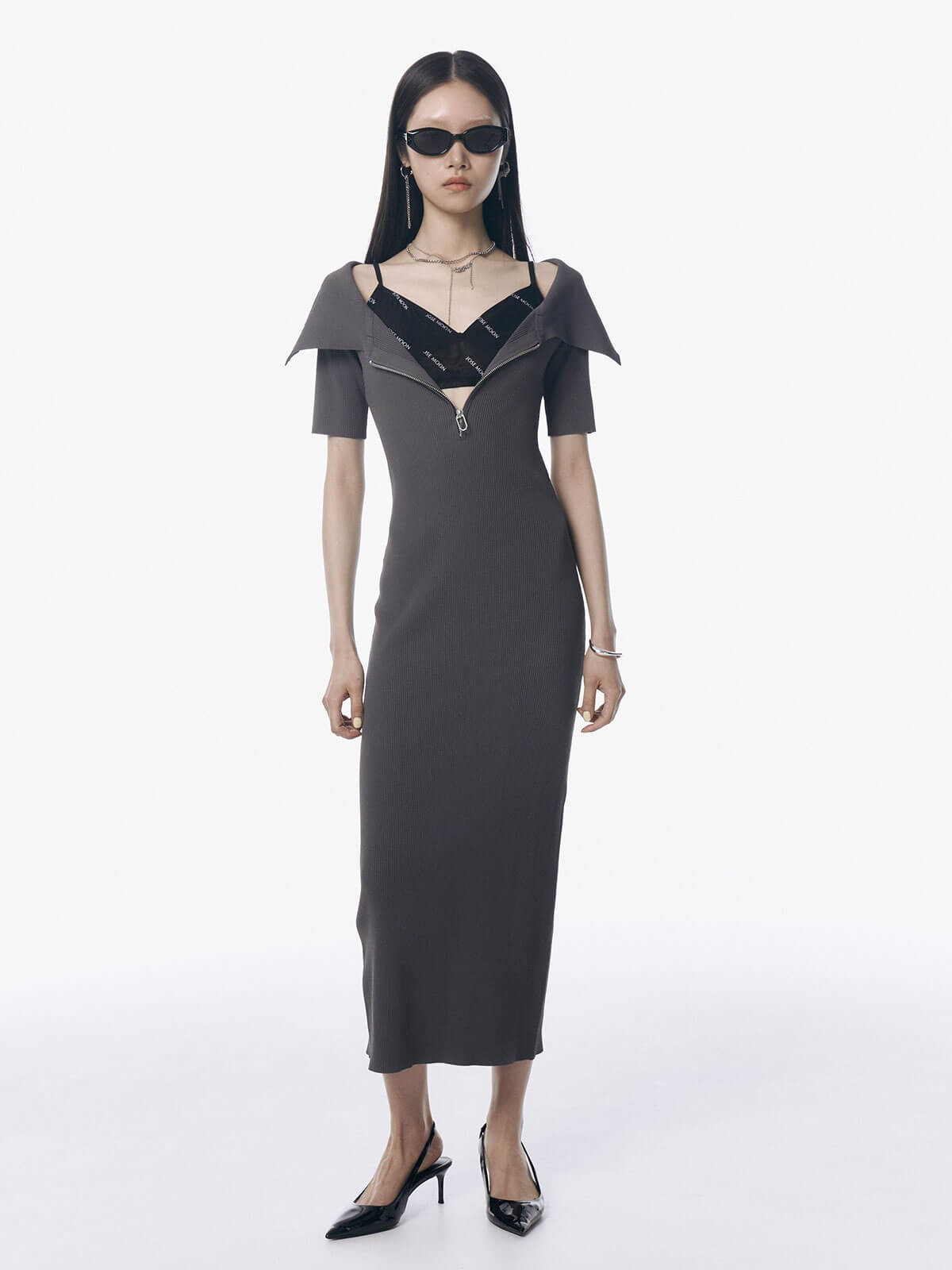 OFFSHOULDER NARROW KNIT DRESS